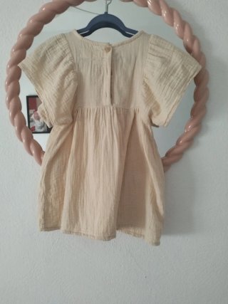 Vestido Lefties beige bordado 92 cm