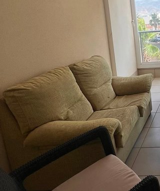 Sofá Cama 2 Plazas Tela Beige/Verde