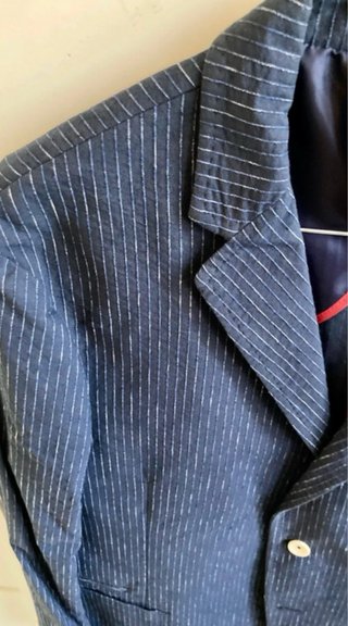 Giacca blu a righe a sbalzo,monopetto, GIH XL