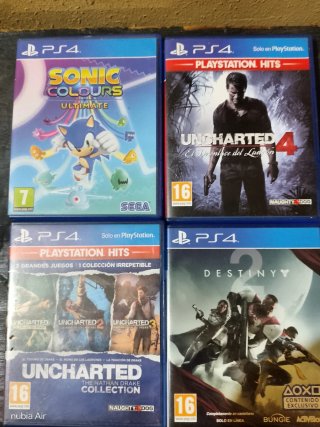 Lote 4 Videojuegos PS4: Sonic, Uncharted, Destiny