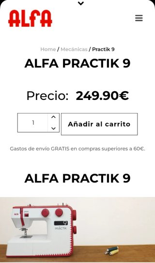 Máquina de coser Alfa Practik 9 + funda