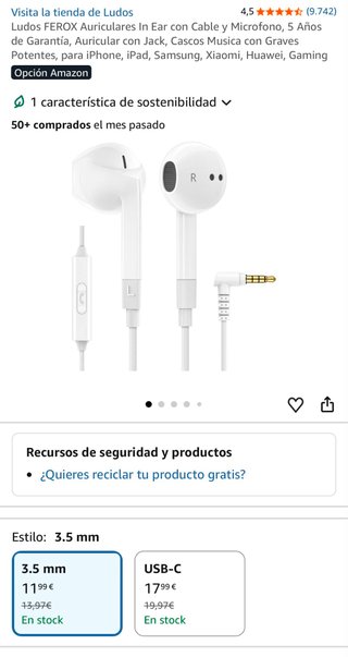 Auriculares Ludos FEROX In Ear con Micrófono