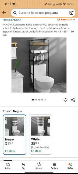 Estantería Baño Negra Fácil Desmontaje