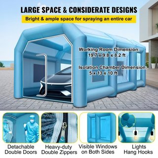 Carpa Inflable 792.5 x 396.2 x 304.8 cm Carpa de Spray Inflable Carpa Personalizada Carpa de Pintura Inflable Carpa de Pintura para Autos Gran Estación de Trabajo Tela Oxford 210D Con 2 Ventiladores
