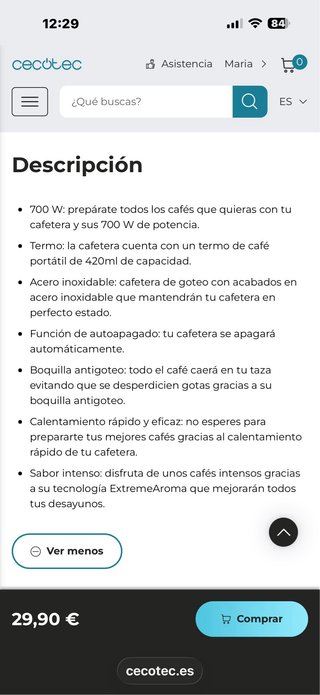 Cafetera Cecotec 66 Drop & Go