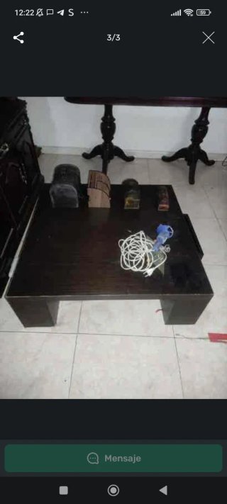 Mesa de centro cuadrada madera oscura
