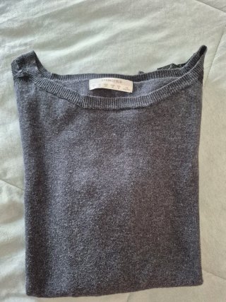 Jersey gris con encaje talla M