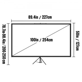 Pantalla de Proyector Tripode con Soporte 100 pulgadas 16:9 Pantalla de Proyección 4K HD Soporte Sin Arrugas Altura Ajustable Pantalla Portátil para Proyector Interior y Exterior para Películas, C...