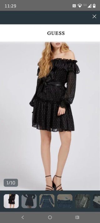 Vestido Guess Talla XS Negro Lunares