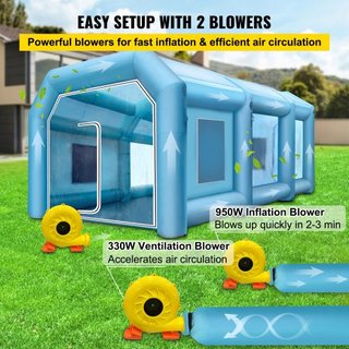 Carpa Inflable 792.5 x 457.2 x 304.8 cm Carpa Inflable para Spray Carpa Inflable para Pintura Carpa para Pintura de Autos Gran Estación de Trabajo Tela Oxford 210D con 2 Ventiladores