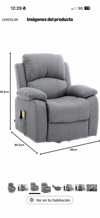 Sillón reclinable con ayuda para levantarse