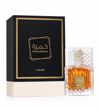 Lattafa Khamrah Perfume Negro y Dorado