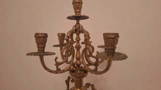 Conjunto reloj y 2 candelabros bronce