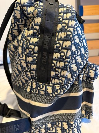 Mochila Christian Dior Monogram Azul y Blanca