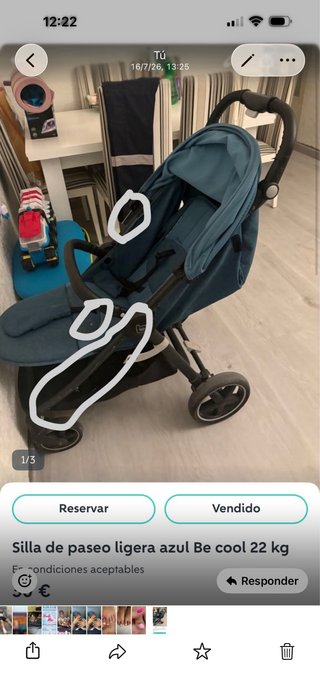 Silla de paseo ligera azul Be cool 22 kg