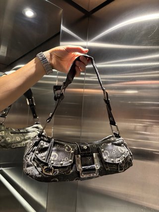 Bolso de hombro estilo Vintage Retro 2000s negro