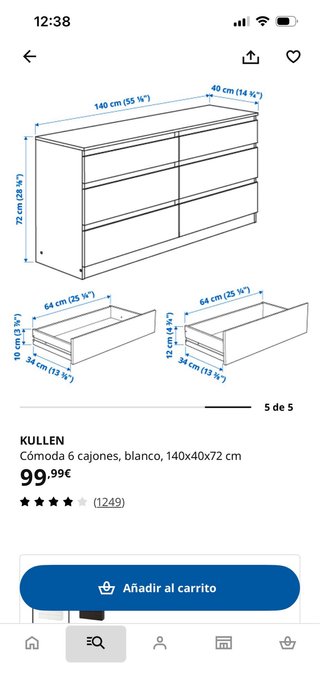Cómoda 6 cajones blanca Ikea