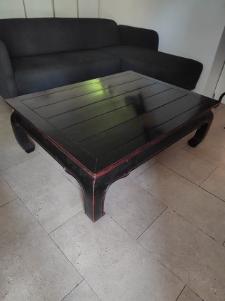 Mesa de centro tailandesa madera negra y roja