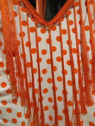Traje Flamenca Tirantes Lunares Naranja
