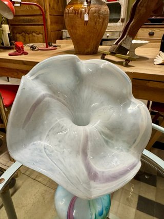 Jarrón flor antiguo cristal Murano soplado a mano