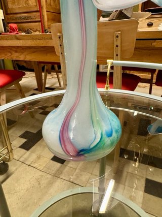 Jarrón flor antiguo cristal Murano soplado a mano