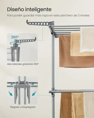 Tendedero Plegable 3 Niveles con Ruedas LLR702G01