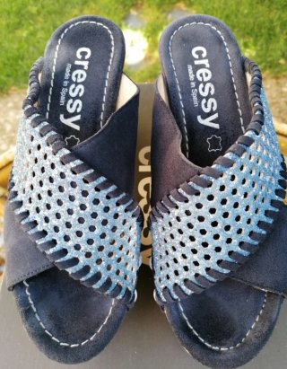 Sandalias Cressy Azul y Plata Talla 39