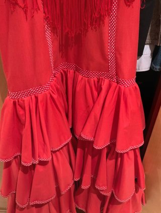 Traje Flamenca Tirantes Rojo con Flecos