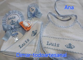 Conjunto bebé personalizado corona y chupete