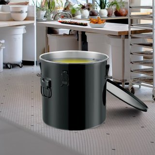 Cubo de Grasa para Freír, Caddy de Desecho de Aceite de 10 Gal, Cubo de Aceite de Acero Inoxidable con Recubrimiento a Prueba de Óxido, Contenedor de Transporte de Aceite con Tapa, Clips de Bloque...