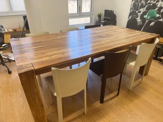 Mesa Comedor Madera Grande + 4 Sillas Cuero