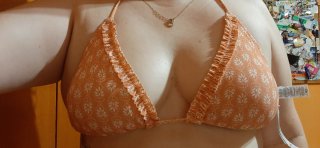 Top bikini naranja estampado sin estrenar talla 42