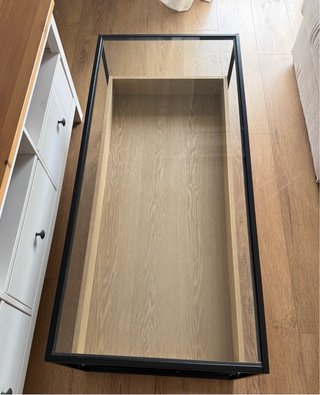Mesa de centro cristal y madera