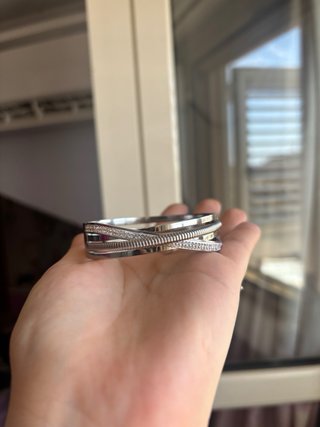Bracciale rigido acciaio inox effetto intrecciato