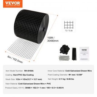 15.24 x 3048 cm Protector de Aves para Panel Solar, Kit de Protector contra Crítters con 60 piezas de Sujetadores de Aleación de Aluminio, Protector de Panel Solar con Recubrimiento de PVC a Prueb...