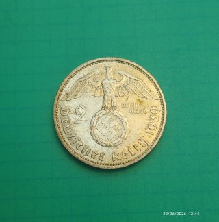 Moneda 2 Reichsmark 1939 III Reich 2GM plata.