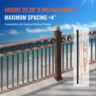 Balustres Metálicos para Escaleras, 32.28" x 1" x 0.2" Espigas Decorativas de Aleación de Aluminio, Paquete de 51 Balustres para Deck con Tornillos, Barandilla Hueca Clásica con Acabado en Polvo N...
