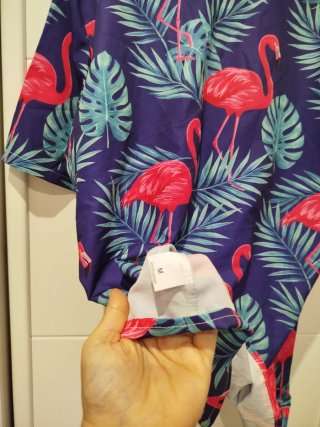Camisa Hawaiana Flamencos Morada