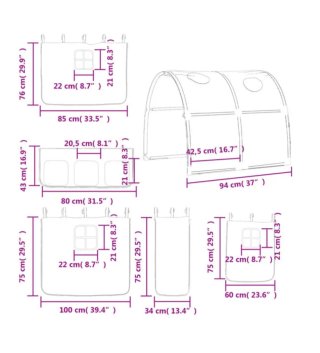 Conjunto cortinas y túnel para cama alta