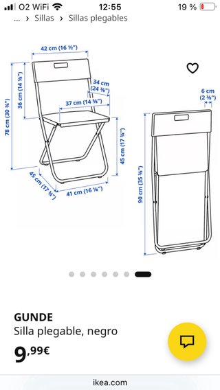 Silla plegable Ikea Gunde Blancas