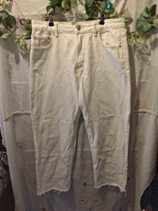 Pantalones Pull&Bear cropped blancos T40