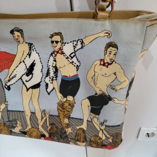Bolso Vintage Grande Estampado asas bambu