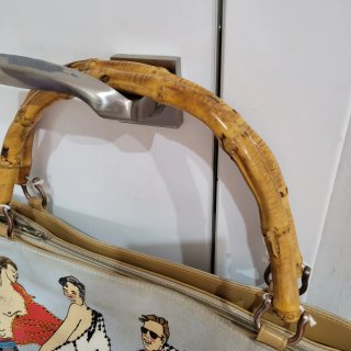 Bolso Vintage Grande Estampado asas bambu