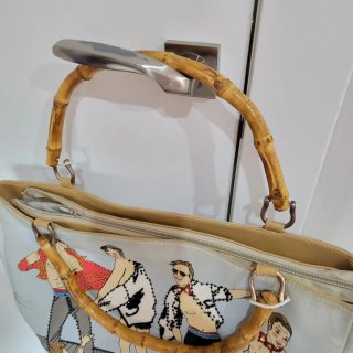 Bolso Vintage Grande Estampado asas bambu