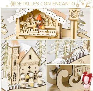 Calendario de Adviento de Navidad con Luces LED