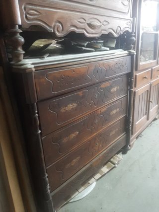 Cajonera cómoda antigua madera mármol