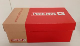 SANDALIAS DE CUÑA MARCA PIKOLINOS BEIGE Y ROJA