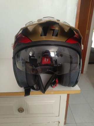 Casco Hebo Dorado y Rojo