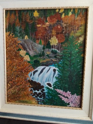 Pintura al óleo de paisaje otoñal