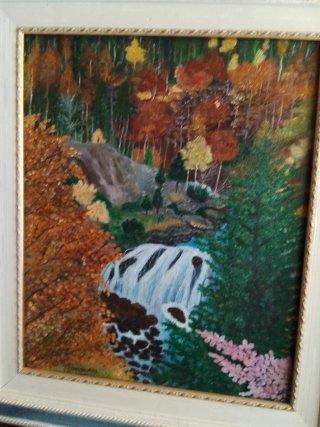 Pintura al óleo de paisaje otoñal